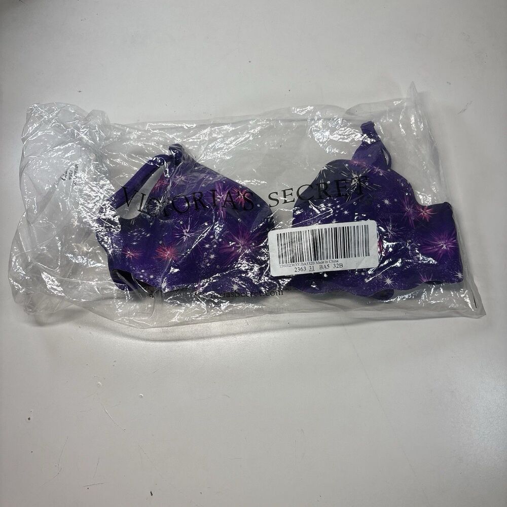 Victoria's Secret Embrace Bra Push Up Bedazzled Stars Space 32B NEW